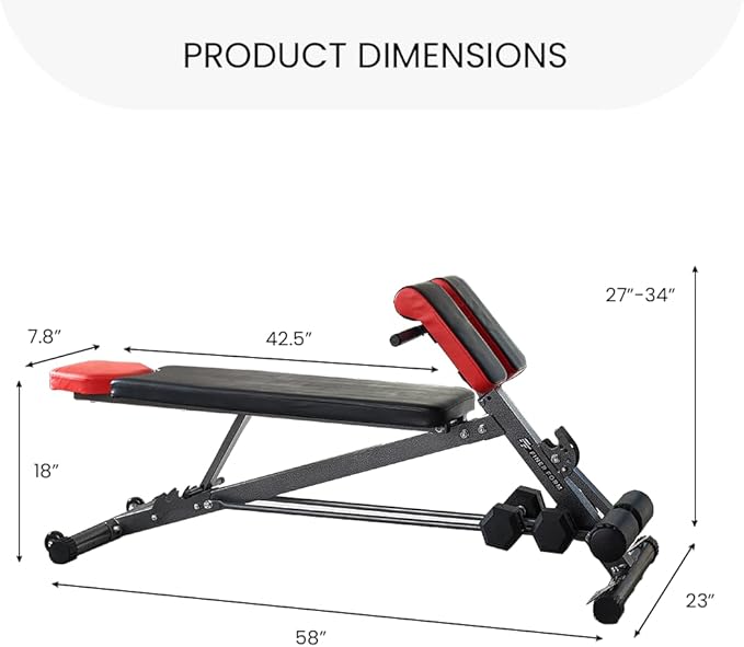 FF Finer Form Multi-Functional Weight Bench for Full All-in-One Body Workout – Adjustable Workout Bench Press for Home Gym, Fitness equipment for Back HyperExtension, Roman Chair Exercise, Sit up