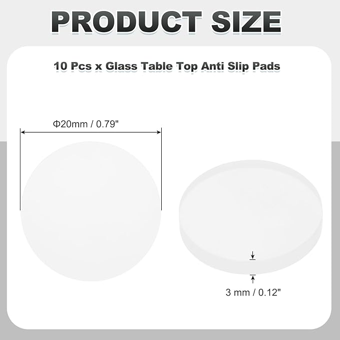 PATIKIL Glass Table Top Anti Slip Pads, 10Pcs 20mm Dia x 3mm Thick Clear Glasses Tables Silicone Bumper Pad for Photo Frame Furniture Kitchen Cabinets DIY Home Craft, White