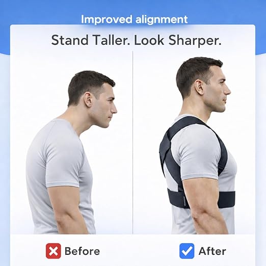 Posture Corrector for Women and Men - Lightweight Upper Back Brace Posture Corrector for Neck Shoulder & Back Pain Relief Under Clothes - Invisible Shoulder Support Brace Improve Posture Correct Hunchback Slouching