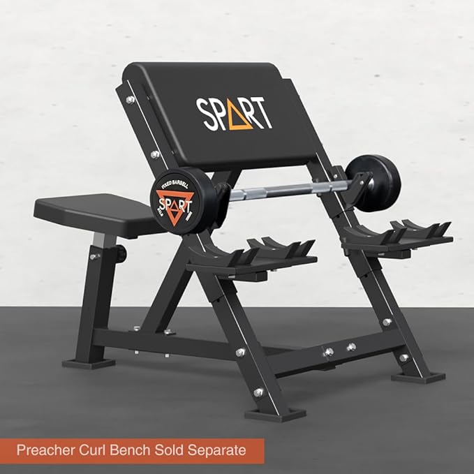 SPART Rubber Coated Fixed Barbell, Pre-Loaded Weights Straight Solid Steel Barbells, Weighted Bar for Weightlifting Exercise, Bodybuilding, Strength Training, Squat Rack & Bench Press