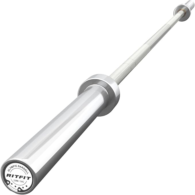 RitFit Elite 7ft Olympic Barbell, Robust 45lb Barbell for Weightlifting and Powerlifting, Superior Olympic Bar with Exceptional 500lbs Load Capacity, Weight Bar for 2” Standard Plates