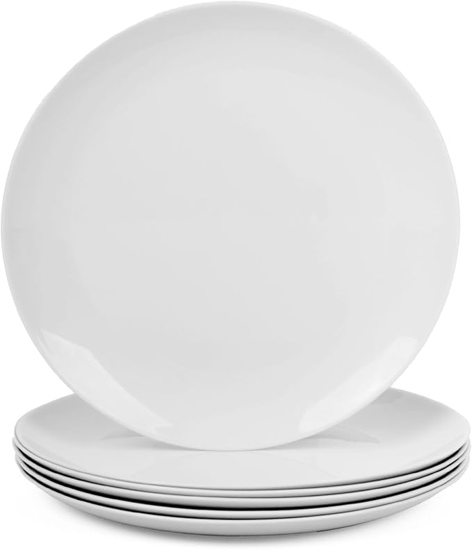 8.5 inch Salad Plate Set of 6, Lightweight Opal Glass Round White Plates for Appetizer Dessert Kitchen, Dishwasher and Microwave Safe
