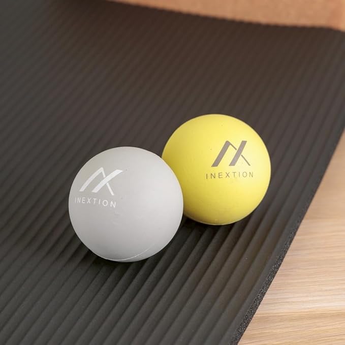 Therapy Massage Balls (2-Pack), High-Density Fascia Balls for Targeted Muscle Relaxation & Daily Recovery - 50D & 65D Hardness Options (Serene Gray + Dawn Yellow (65D+50D))