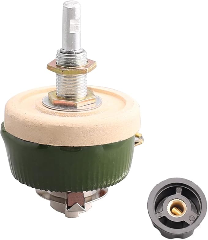 Jutagoss 25W 20 Ohm Rheostat, Wirewound Ceramic Potentiometer, Round Variable Sliding Resistor with Black Knob, Adjustable Resistor 1Pc