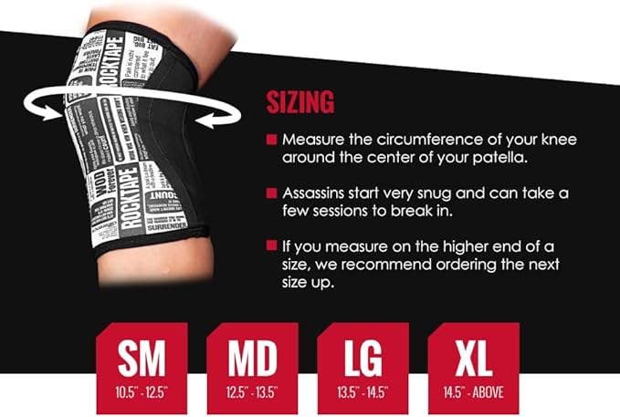 Rocktape Assassins Knee Compression Sleeves, Knee Brace for Weightlifting, Cross Training & Working Out - Reduce Strain & Swelling (2 Sleeves)