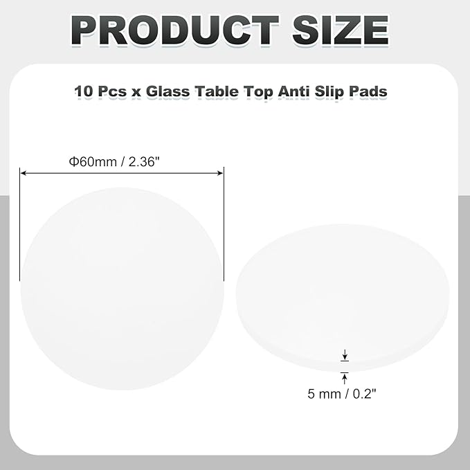 PATIKIL Glass Table Top Anti Slip Pads, 10Pcs 60mm Dia x 5mm Thick Clear Glasses Tables Silicone Bumper Pad for Photo Frame Furniture Kitchen Cabinets DIY Home Craft, White