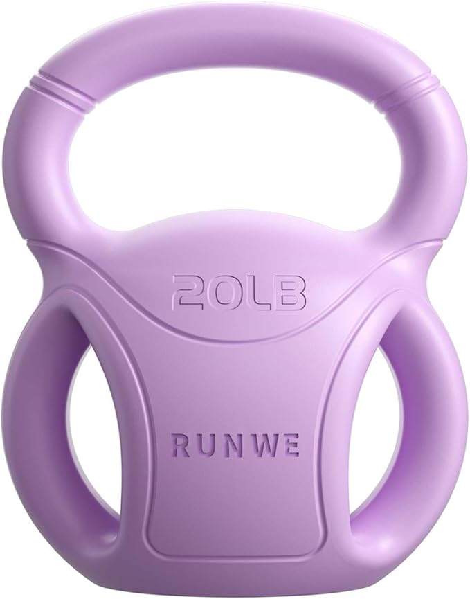 RUNWE 3 Handle Kettlebells Weight - Weight for Women Options 5, 10, 15 and 20 LB for Russian Twists AB Exercise, Weightlifting and Core Fitness Exercise Home Gym [Single in Sold]
