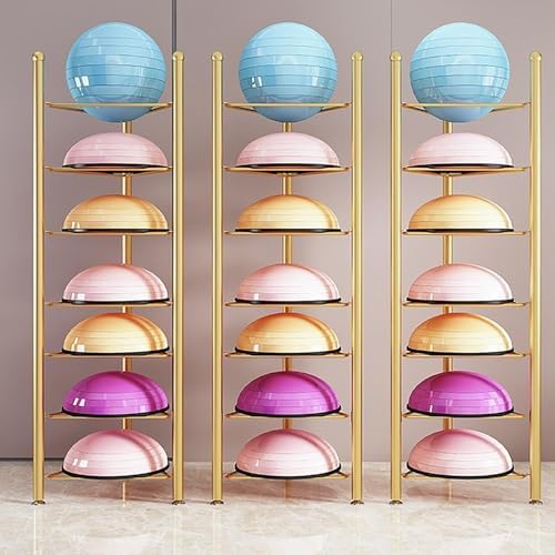 3/5/6/7 Tier Floor Stand Storage nizer for Bosu, Balance Balls & Medicine Balls - Home Gym Workout Equipment, Space-Saving Exercise Rack for Fitness Enthusiasts