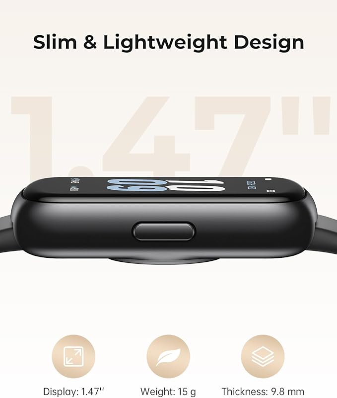Fitness Tracker with 24/7 Heart Rate Monitor, Sleep Tracker - 3 ATM Waterproof Fitness Watch Calorie Step Counter Smart Watch Includes 3 Sport Bands for Android iOS Women Men, Black