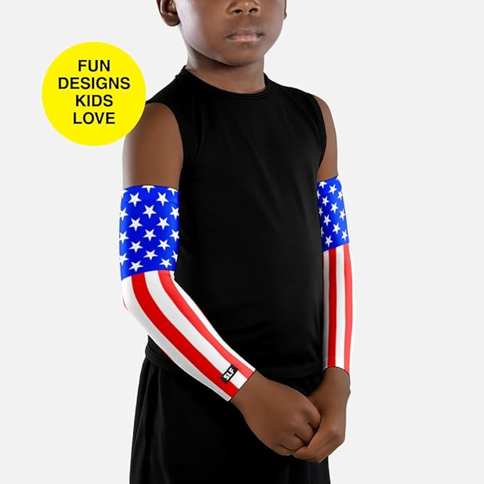 SLEEFS Arm Sleeves for Kids - Athletic Sports Sleeve for Youth Boys and Girls - UV Protection - Football Baseball Basketball