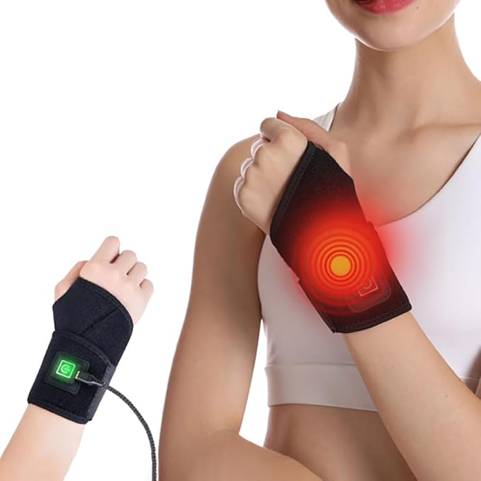 USB Wrist Brace Heating Pad Adjustable Heated Wrist Brace Wrap 3 Heating Levels Wrist Warmer Electric Heating Pad for Wrist and Hand Wrist Support to Relieve Pain