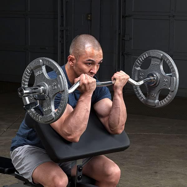 Body Solid Olympic Quad Grip Weight Plate - Cast Iron Barbell Workout Plates, Suitable for Strength Training, Weightlifting, Crossfit Weights for Home & Commercial Gym