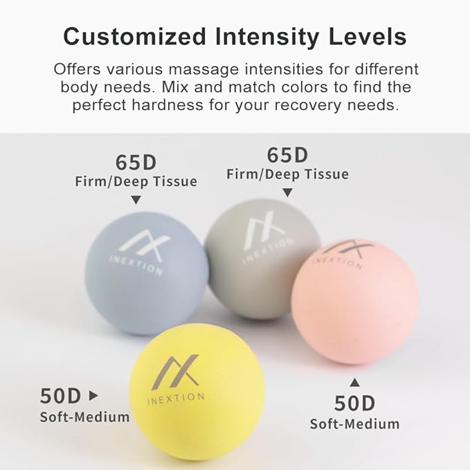 Therapy Massage Balls (2-Pack), High-Density Fascia Balls for Targeted Muscle Relaxation & Daily Recovery - 50D & 65D Hardness Options (Serene Gray + Serene Gray (65D+65D))