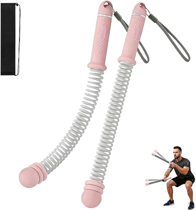 Adjustable Ropeless Battle Ropes for Home Gym, Portable Cordless Battle Ropes for HIIT, Weighted Exercise Equipment with Variable Resistance, Quiet Workout Equipment for Women & Men (Pink)