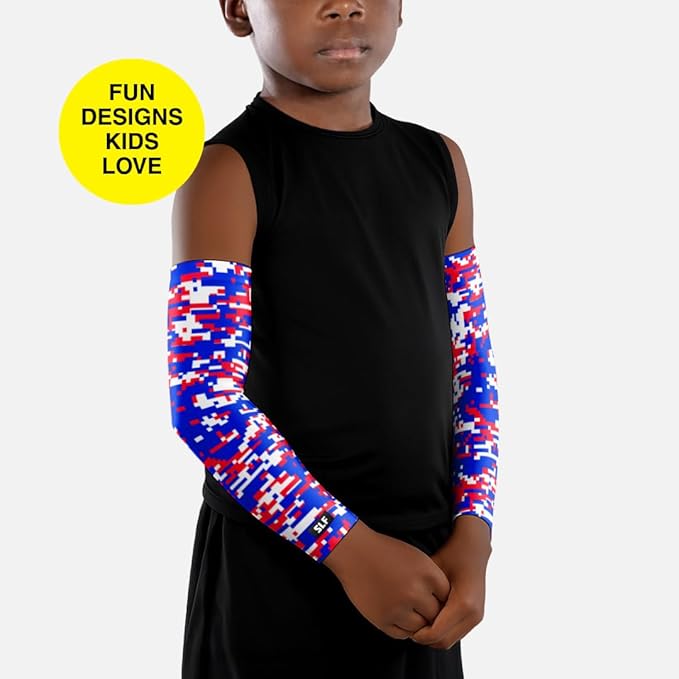 SLEEFS Arm Sleeves for Kids - Athletic Sports Sleeve for Youth Boys and Girls - UV Protection - Football Baseball Basketball