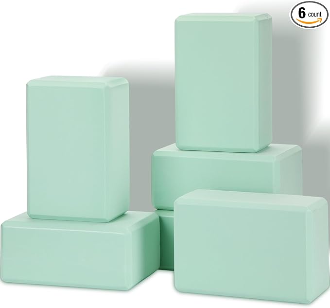 Wettarn 6 Pack Yoga Blocks 9 x 6 x 4 Inch EVA Foam Lightweight Non Slip Yoga Props for Pilates Stretching Meditation
