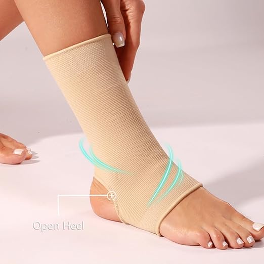 WrtmyR 2 Pack Ankle Brace Compression Sleeve, Ankle Wrap & Ankle Support for Women & Men, Ankle Compression Sock for Sprain, Swelling, Plantar Fasciitis, Tobillera (XXL Nude)
