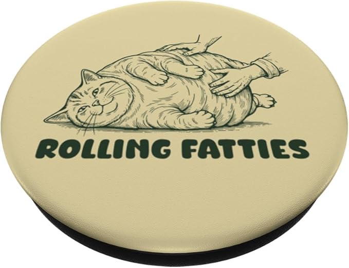 Rolling Fatties Tabby Funny Cute Tabby Lover PopSockets Adhesive PopGrip