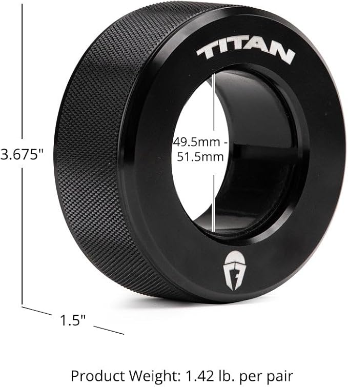 Titan Fitness TwistLock Pro Aluminum Barbell Collar Set, 59.5mm-51.5mm Sleeve Diameter, Quick Release Olympic Barbell Clamps, Pair of 2 Magnetic Aluminum Weight Clips with Easy-Grip Knurling