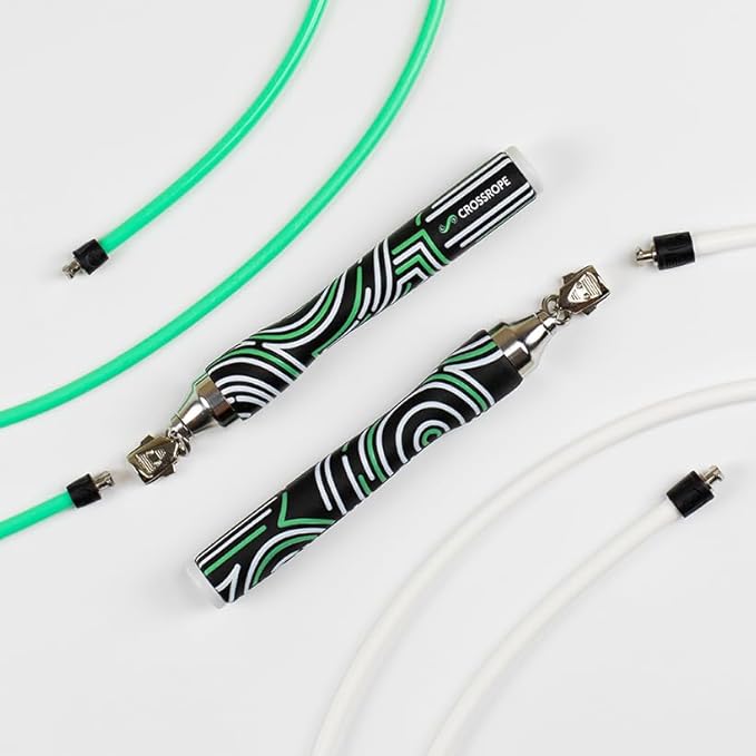 Crossrope Get Lean Set - Weighted Jump Rope- 1/4 LB and 1/2 LB Ropes - Slim Handles