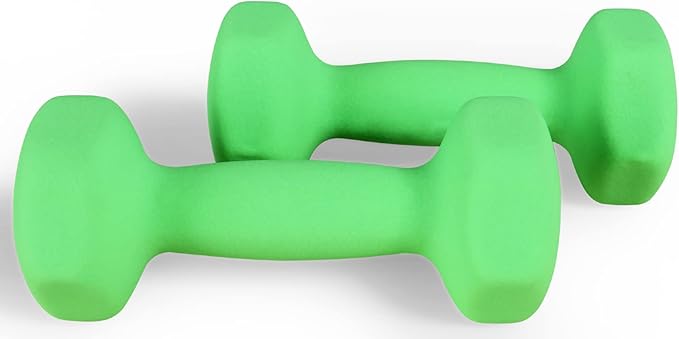 Fitvids Neoprene Dumbbell Hand Weights, Anti-Slip, Anti-roll, Hex Shape Colorful, Pair or Set with Stand