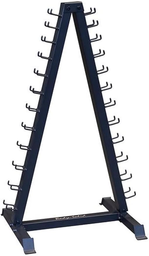 Body-Solid (GDR24B) Vertical Dumbbell Rack Stand Only, Storage for 1lb to 15 lbs Dumbbells, Home Gym Weight Rack Holds 12 Pairs of Vinyl Neoprene Dumbbell