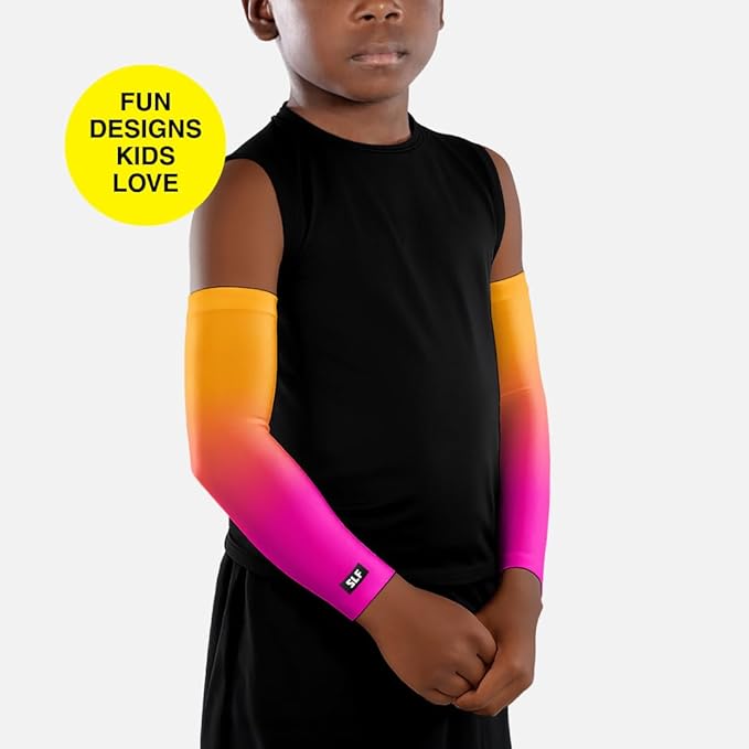 SLEEFS Arm Sleeves for Kids - Athletic Sports Sleeve for Youth Boys and Girls - UV Protection - Football Baseball Basketball