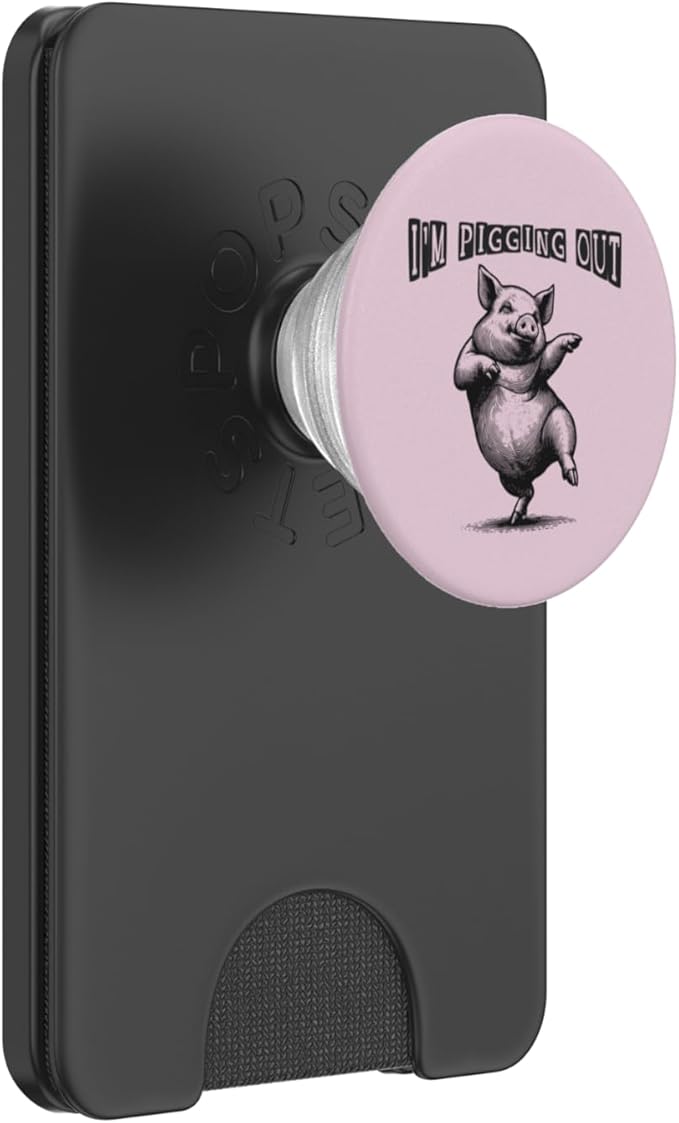 I’m Pigging Out Dancing Posing Humorous Fatty Fun PopSockets PopWallet for MagSafe