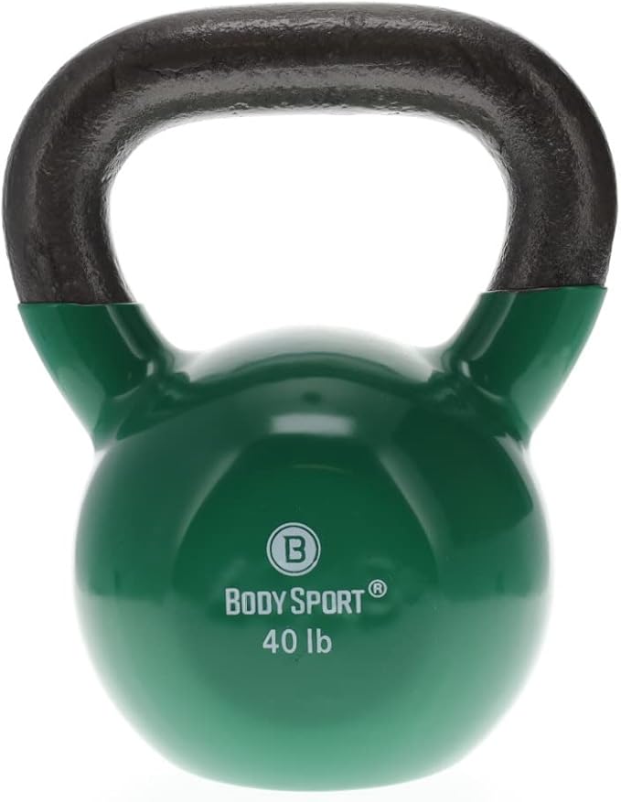 Body Sport Cast Iron Vinyl Coated Kettlebells – Kettlebell for Weight Lifting – Strength Training Kettlebell – Professional Fitness for Gym & At Home