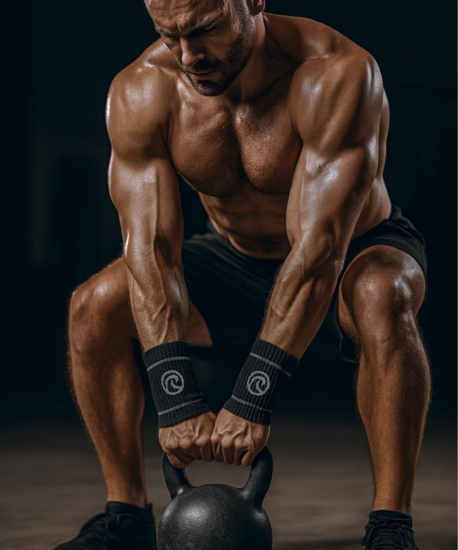 Rehband Wrist Bands Sweat-Absorbing & Supportive Wrist Bands for Training, Gym & Workout, Breathable, Comfortable & Stabilizing