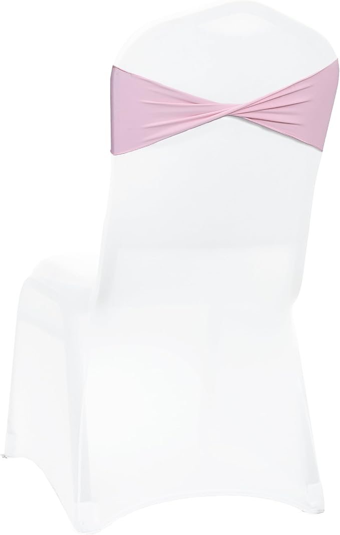 VDS Pack of 75 PCS | Blush Pink | Spandex Chair Sashes Bows Without Buckle | Stretch Elastic Banquet Universal Folding Chair Band Tie with for Wedding Party Conference Celebration Event Decoration