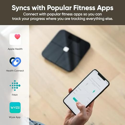 Wyze Smart Scale for Body Weight, Digital Bathroom Smart Scale for Body Fat, BMI, and Heart Rate, 13 Body Composition Analyzer with App, Bluetooth, 400 lb, Dark Blue
