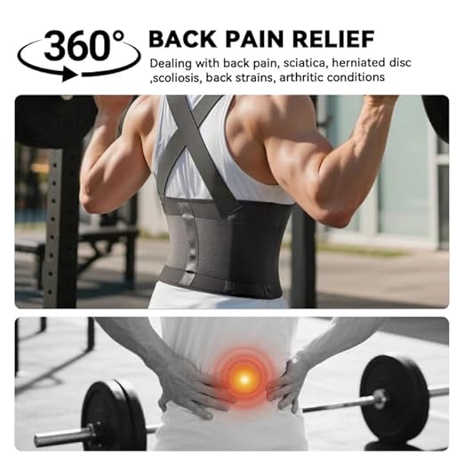 Work Back Brace for Men & Women, Adjustable Lower Back Support Belt for Sciatica, Herniated Disc, Pain Relief, Moving Construction Warehouse Heavy Lifting Safety & Protection (Black, X-Large)