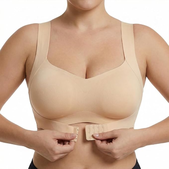 Posture Corrector Bra for Women, Wireless Push Up Bralette Full Coverage Back Support Brasieres