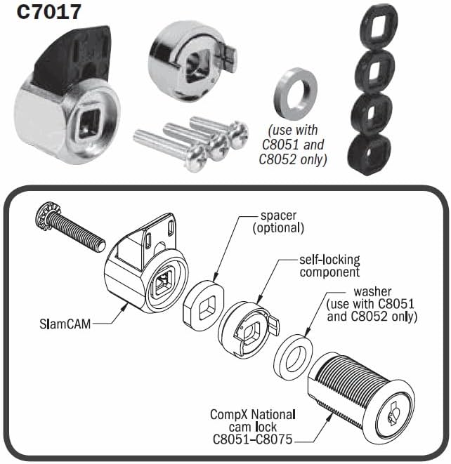 CompX National Disc Tumbler 1-3/16" Cam Lock - Keyed Alike to C415A C8073-C415A-14A