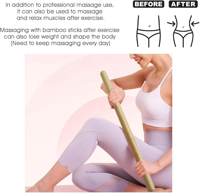 12 PCS Solid Bamboo Massage Stick Sets Warm Bamboo Therapy Massage Tools Guasha Tools for Body Sculpting Use at Home/Professional Massage Studio