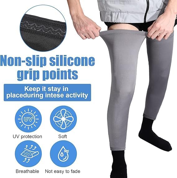 3 Pairs Leg Sleeves,Full Length Leg Compression Sleeve,Sports Leg Knee Sleeve with Anti Slip Silicone Strips