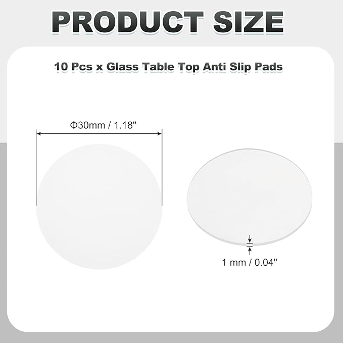 PATIKIL Glass Table Top Anti Slip Pads, 10Pcs 30mm Dia x 1mm Thick Clear Glasses Tables Silicone Bumper Pad for Photo Frame Furniture Kitchen Cabinets DIY Home Craft, White