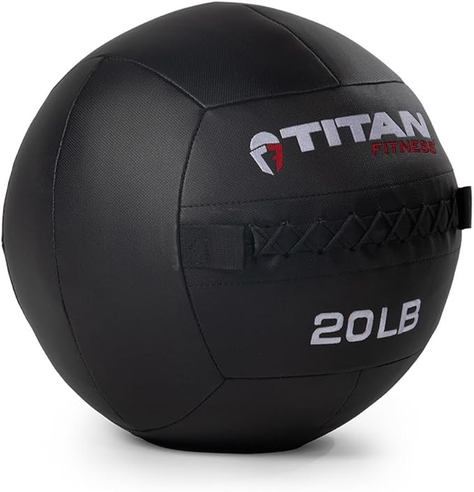 Titan Fitness 20 LB Composite Wall Ball, Soft Shell Poly-Composite Laminate Cross Texture Non-Slip Grip, Tight Stitching, Medicine Ball for Core, Full-Body, Functional Workouts, Exercise Ball