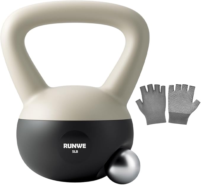 RUNWE Soft Kettlebell - Sand Filled Kettlebell Hand Weight Options for 25, 20, 15, 10 and 5 LB, Soft-Sided Cushioned Base,Safety Guaranteed Ideal for Men, Women, & Beginners