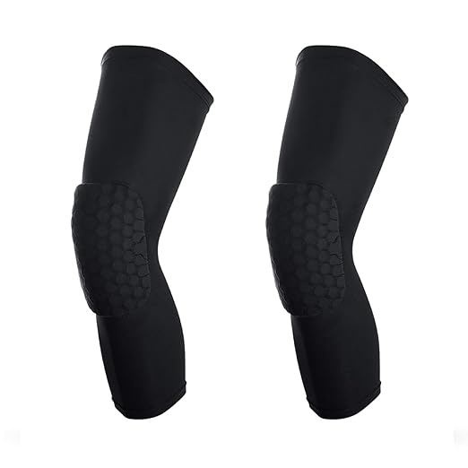 SUJAYU Basketball Knee Pads, 2 Pack Honeycomb Anti Collision Leg Compression Sleeves, Sports Sleeves for Wrestling Football Volleyball Soccer Skating (X-Large, Black)