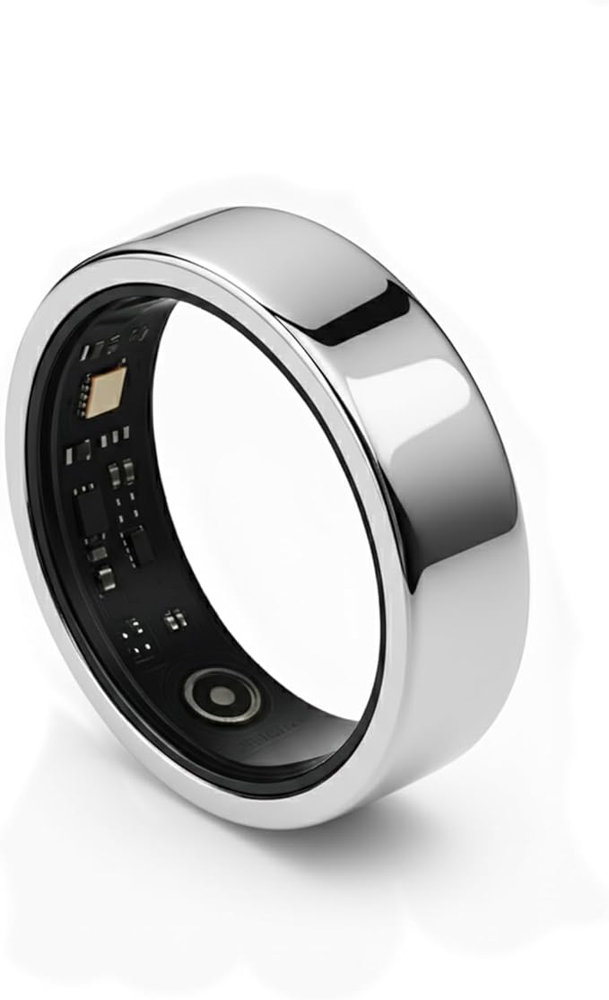 Smart Ring for Women Men, Fitness & Health Tracker with Vital Signs Monitoring, Sleep Tracker, Remote Photography, No Subscription(Silver,12#)