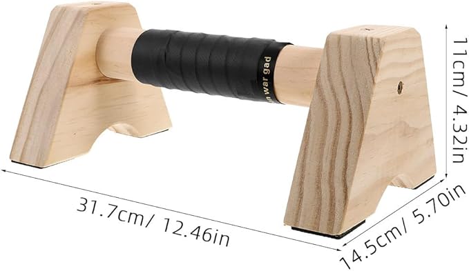 Kisangel Wooden Push up Bars Parallettes Handstand Trainer Beech Wood Non-slip Base 30cm Pair Strength Training Fitness Equipment for Men and Women Home Gym
