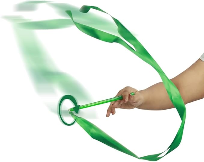 GSi Multicolor Ribbon Wands & Rings for Kids - Pack of 6 Dance Streamers with 9" Stick, 1m Ribbons, Gymnastics & Party Use