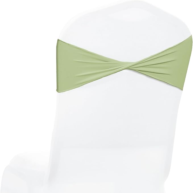 MDS Pack of 250 Spandex Chair Sashes Bows Elastic Stretch Dining Chair Bands Ties Without Slider Buckle Universal fits for Wedding Baby Shower Birthday Party Banquet Event Decoration - Sage Green