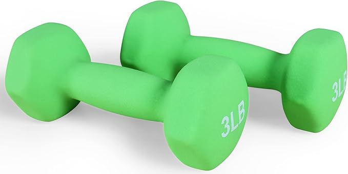 Fitvids Neoprene Dumbbell Hand Weights, Anti-Slip, Anti-roll, Hex Shape Colorful, Pair or Set with Stand