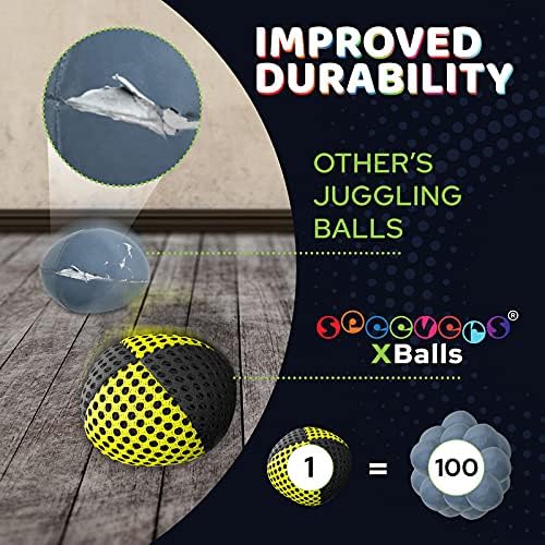 speevers Juggling Balls for Beginners and Professionals Set of 3, 14 Colors Available, 2 Layers of Net and Carry Case, Xballs Juggling Balls (3 Color Mix, 3.2 oz)