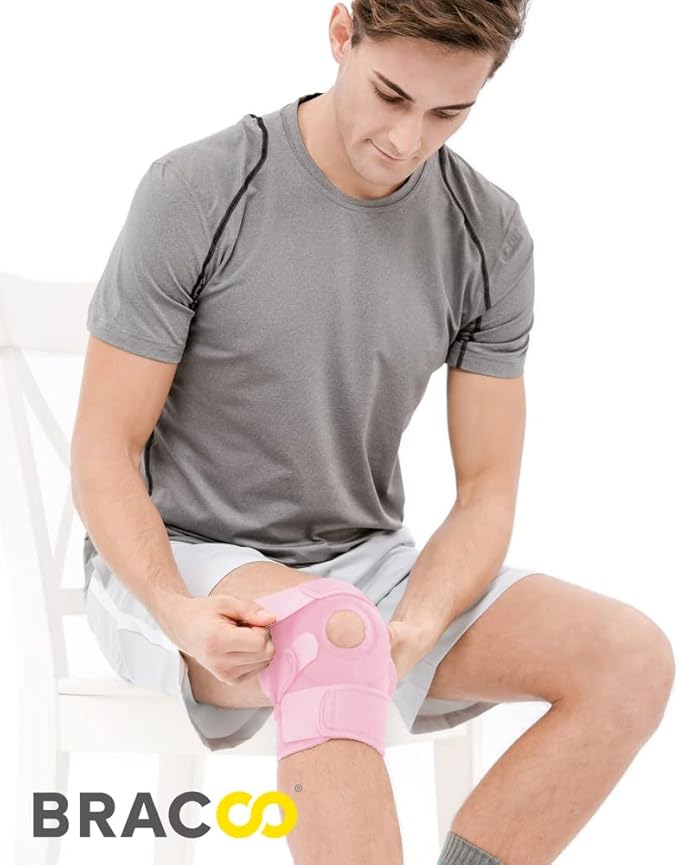 Bracoo Knee Support Brace for Men Women, Adjustable Compression Sleeve Wrap Patellar Pad Tendon - Arthritis Pain, meniscus tear, Injury Recovery, Running, Workout, KS10