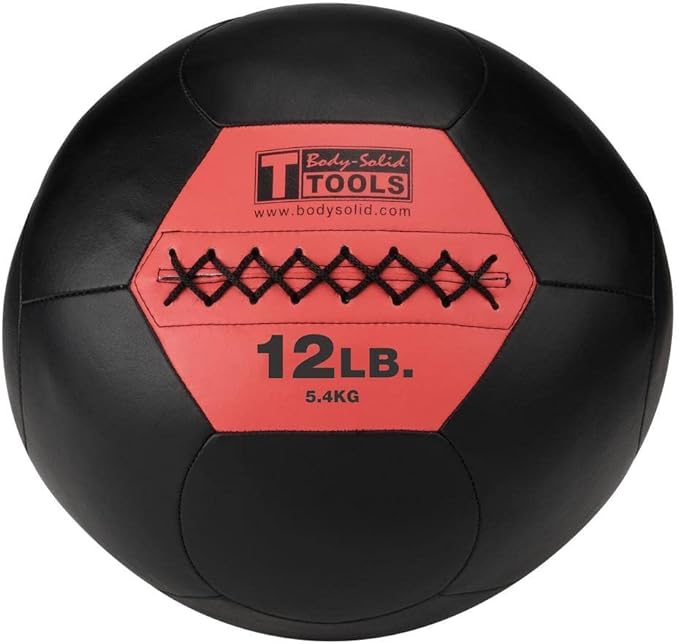 Body-Solid Tools (BSTSMB) Soft Shell Medicine Ball – Non Bouncing Wall Balls for Strength Training, Weight Loss Workout, Core Exercise and Home Gym Fitness, Black, 6-30lbs Weight
