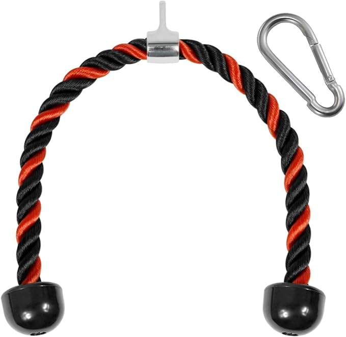 Yes4All Deluxe Tricep Rope Cable Attachment, 27 & 36 inch with 4 Colors, Exercise Machine Attachments Pulley System Gym Pull Down Rope with Carabiner
